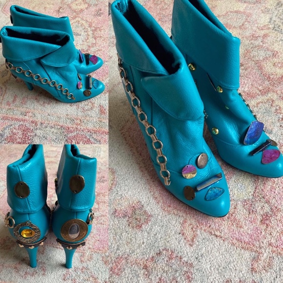 Customed Teal Precious Metals Booties
